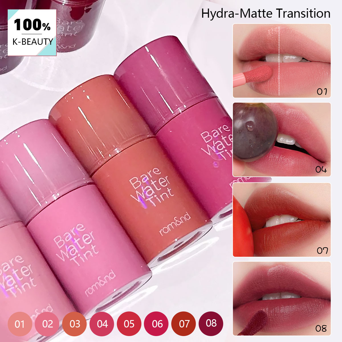 Lip Tint Korean - rom&nd BARE MOOL TINT, texture légère